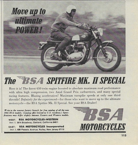Pubblicità bsa spitfire mk - pubblicità,